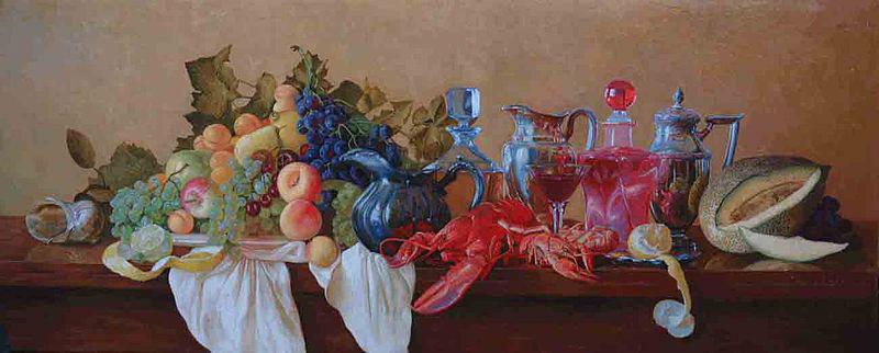 unknow artist Still Life with Lobster. France oil painting art